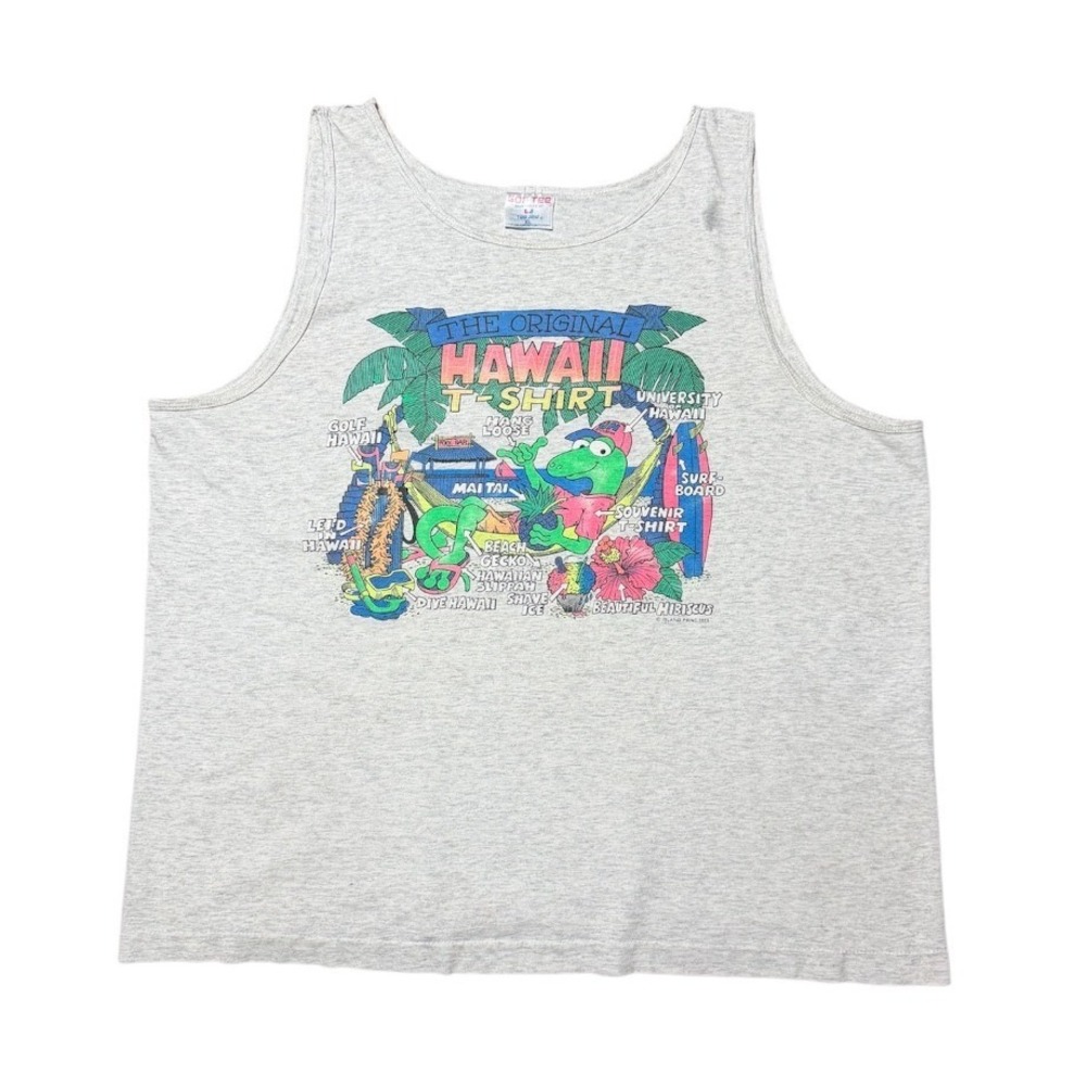 Vintage 90s Hawaii Gecko Beach Surf Ocean Nature Animal Graphic Tank Top Shirt